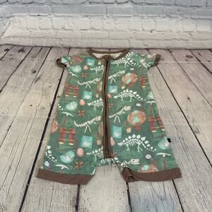 The Sleepy Sloth Dinosaur Print Bamboo Shortie Romper